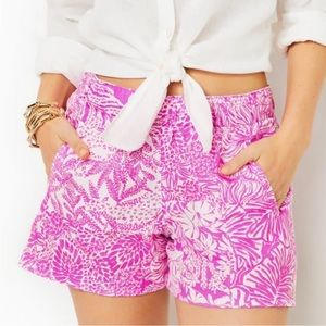 NWT Lilly Pulitzer Lilo Linen Shorts wild fuchsia swipe right